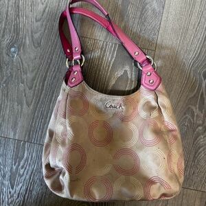 Coach Beige and Pink Shoulder Bag